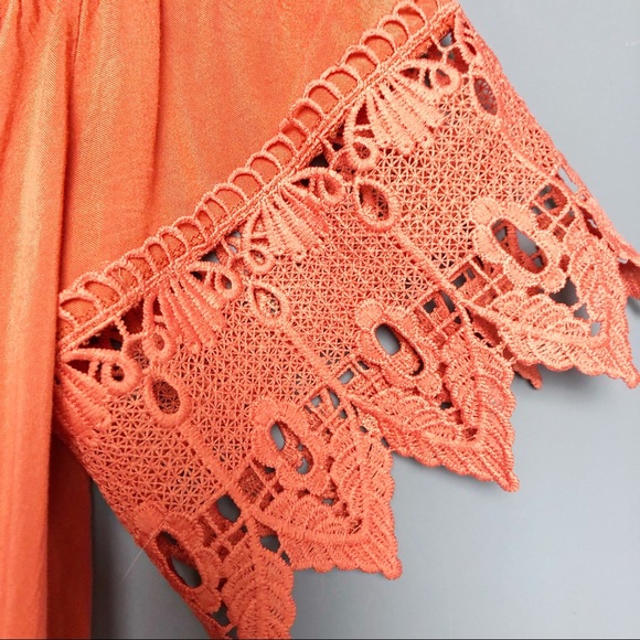 Iris Orange Tunic/Top Lace Detail Size Small - Picture 2 of 7